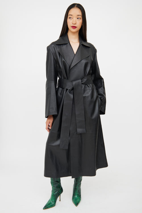 COS Black Leather Trench Coat