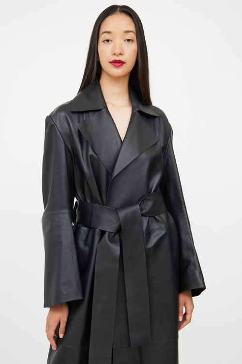 COS Black Leather Trench Coat