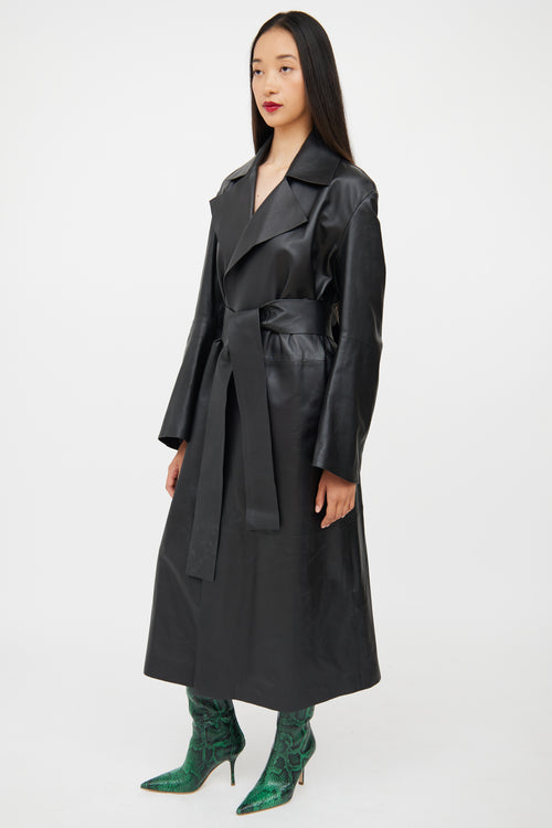 COS Black Leather Trench Coat