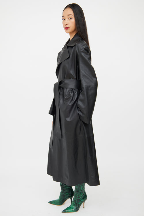 COS Black Leather Trench Coat