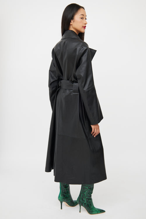 COS Black Leather Trench Coat