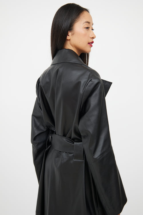 COS Black Leather Trench Coat