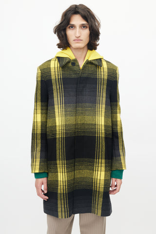 COS X Yeboah Black & Yellow Wool Plaid Coat
