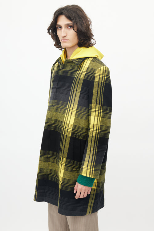 COS X Yeboah Black & Yellow Wool Plaid Coat