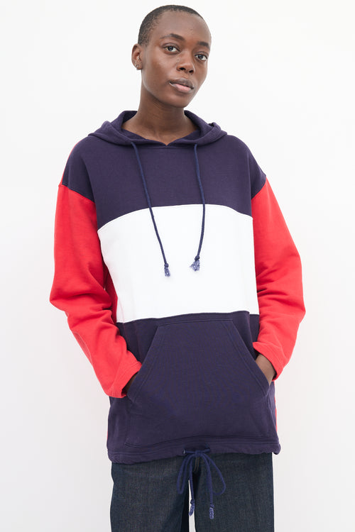 Courrèges Navy & Multi Colour Block Logo Hoodie