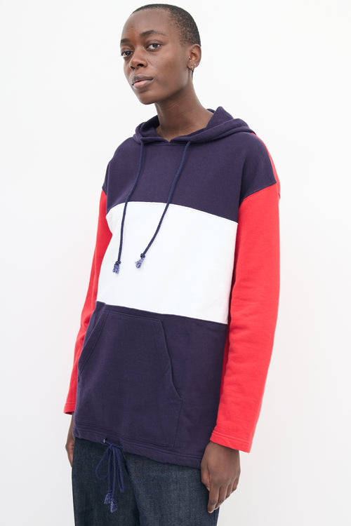 Courrèges Navy & Multi Colour Block Logo Hoodie