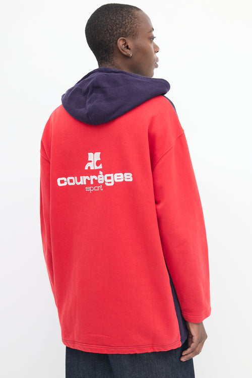 Courrèges Navy & Multi Colour Block Logo Hoodie