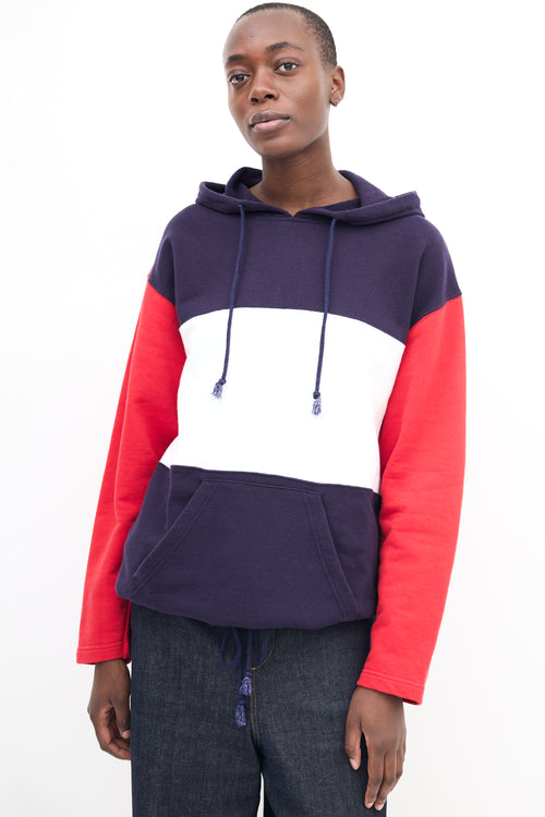 Courrèges Navy & Multi Colour Block Logo Hoodie