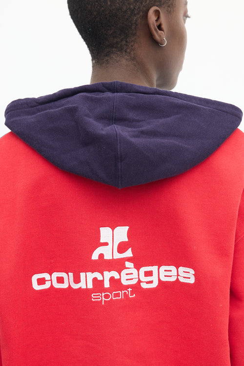 Courrèges Navy & Multi Colour Block Logo Hoodie