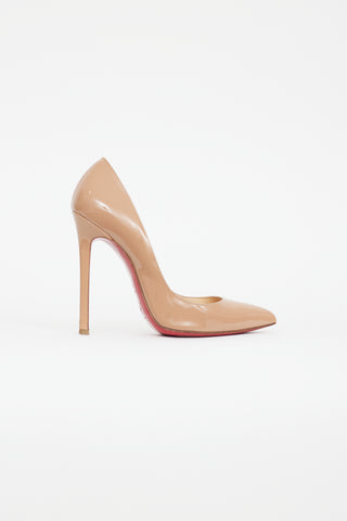 Christian Louboutin Beige Patent Leather Kate Pump