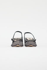 Miu Miu Black Mesh Crystal Slingback