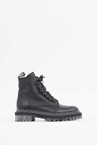 Proenza Schouler Black Leather Combat Boot