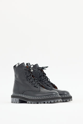 Proenza Schouler Black Leather Combat Boot