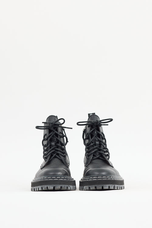 Proenza Schouler Black Leather Combat Boot