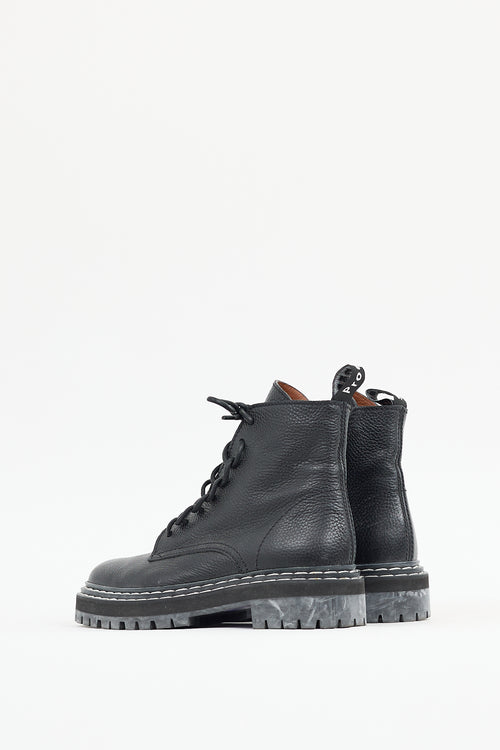 Proenza Schouler Black Leather Combat Boot