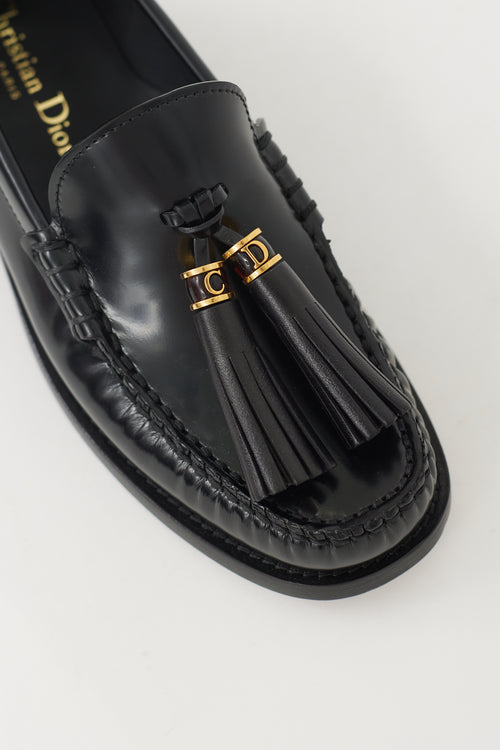Black & Gold Leather D-Academy Loafer