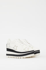 Stella McCartney White & Black Faux Leather Elyse Star Platform Sneaker