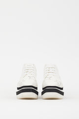 Stella McCartney White & Black Faux Leather Elyse Star Platform Sneaker
