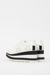 Stella McCartney White & Black Faux Leather Elyse Star Platform Sneaker