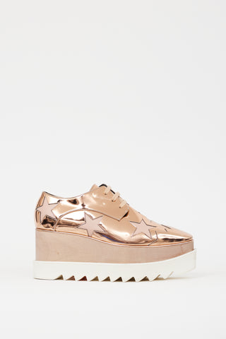 Stella McCartney Pink & White Faux Leather Elyse Metallic Platform Sneaker