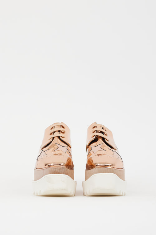 Stella McCartney Pink & White Faux Leather Elyse Metallic Platform Sneaker
