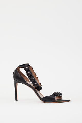 Alaïa Black & Silver Leather Bombe Sandal