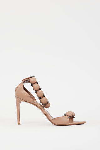Alaïa Pink & Silver Leather Bombe Sandal