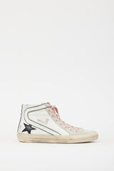 Golden Goose White & Black Leather Slide Glitter Sneaker