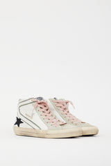 Golden Goose White & Black Leather Slide Glitter Sneaker