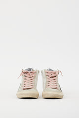 Golden Goose White & Black Leather Slide Glitter Sneaker