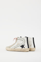 Golden Goose White & Black Leather Slide Glitter Sneaker
