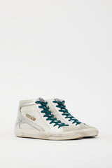 Golden Goose White & Silver Leather Slide Glitter Sneaker
