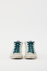 Golden Goose White & Silver Leather Slide Glitter Sneaker
