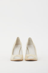 Gucci Cream & Silver Patent Leather Marbled Heel