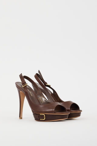 Gianvito Rossi Brown Leather Buckle Sandal