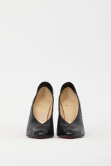 Christian Louboutin Black Leather Embossed Heel