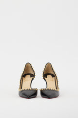 Christian Louboutin Black & Gold Leather Irishell 85 Studded Heels