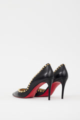 Christian Louboutin Black & Gold Leather Irishell 85 Studded Heels