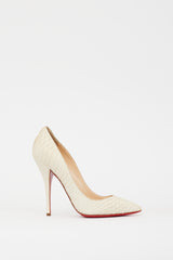 Christian Louboutin Cream Leather So Kate Textured Heel