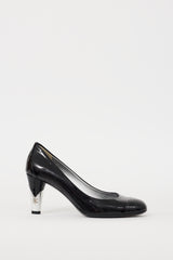 Chanel 2010 Black & Silver Patent CC Pump
