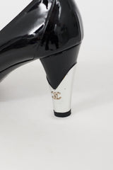 Chanel 2010 Black & Silver Patent CC Pump