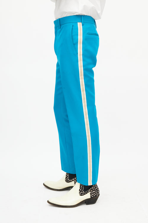 Calvin Klein 205W39NYC Blue & Beige Stripe Slim Trouser