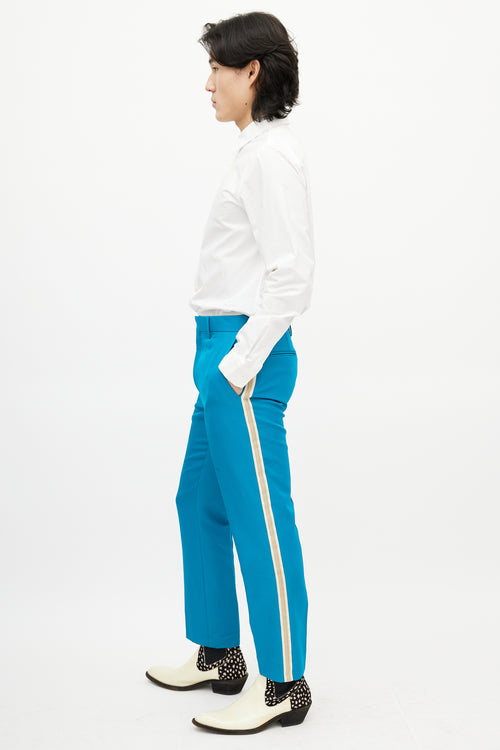 Calvin Klein 205W39NYC Blue & Beige Stripe Slim Trouser
