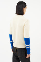Calvin Klein 205W39NYC Cream & Blue Wool Knit Sweater