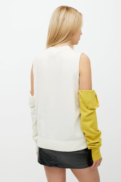 Calvin Klein 205W39NYC Cream & Multicolour Detachable Sleeve Wool Sweater