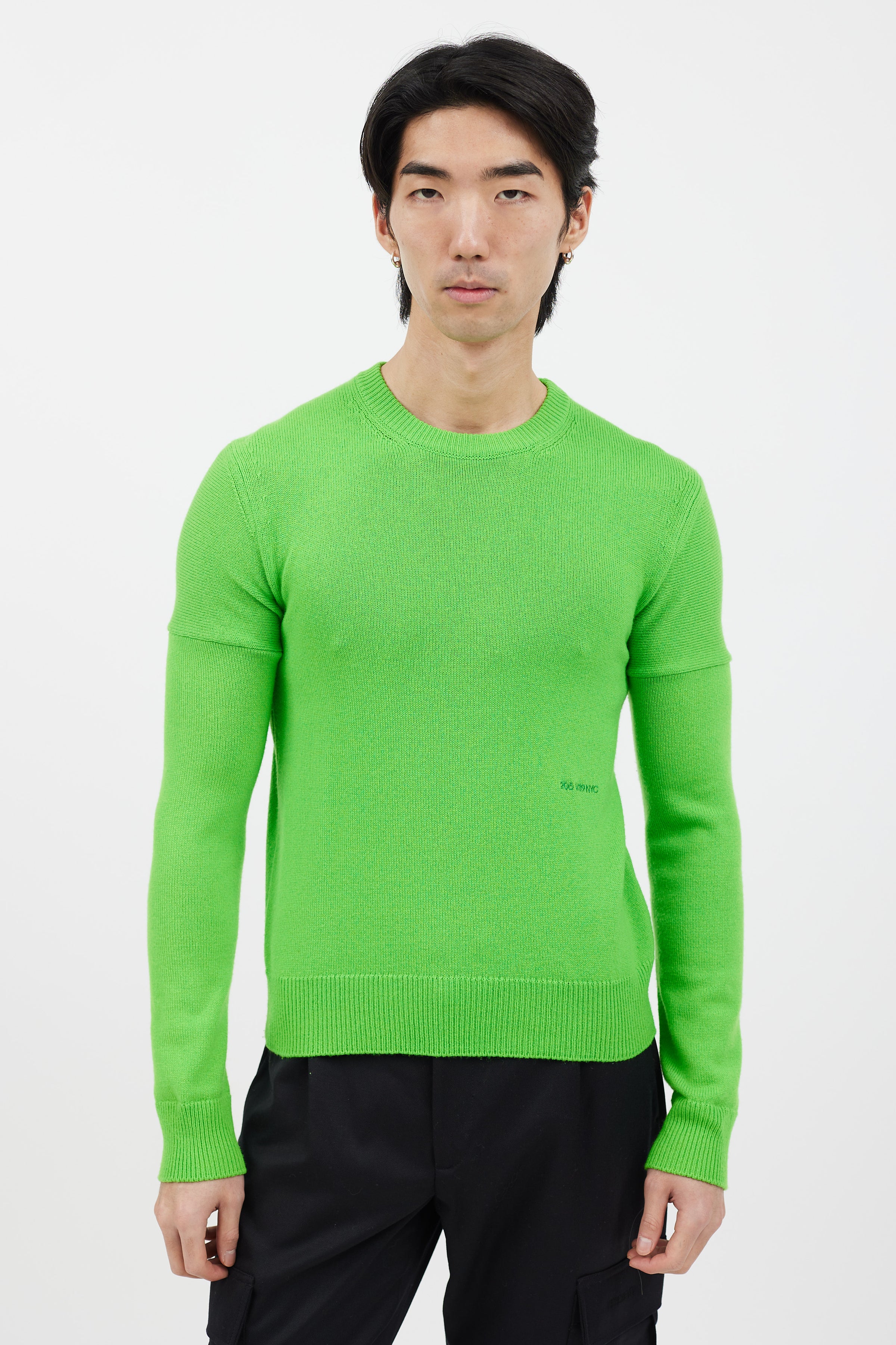 Calvin Klein 205W39NYC // Neon Green Cashmere Crewneck Sweater
