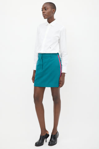 Calvin Klein 205W39NYC Teal & Pink Wool Striped Skirt