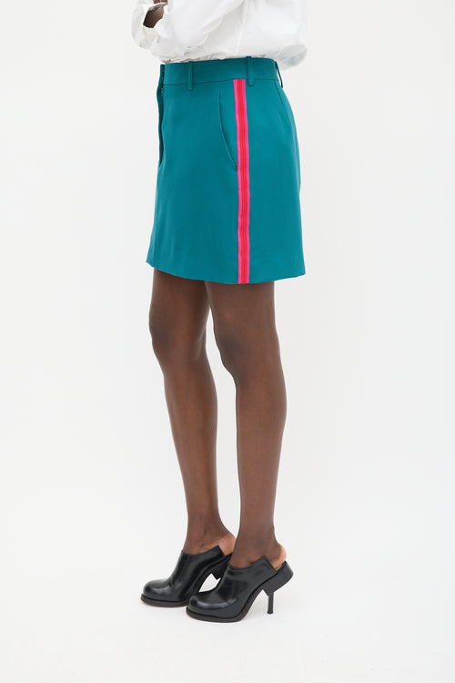 Calvin Klein 205W39NYC Teal & Pink Wool Striped Skirt