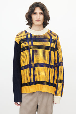 Calvin Klein 205W39NYC Yellow & Navy Shaker Knit Sweater