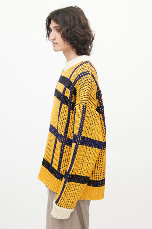 Calvin Klein 205W39NYC Yellow & Navy Shaker Knit Sweater